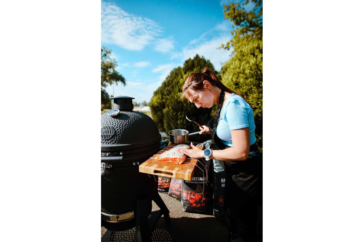 Керамический угольный гриль Kamado L 5 в 1 с системой BBQ Block Fire GRILLI 749777