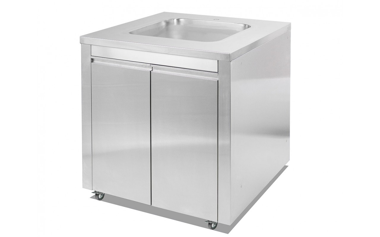 Модуль с мойкой и двумя распашными дверками 80х82х90 см нержавеющая сталь GRILLI 777795