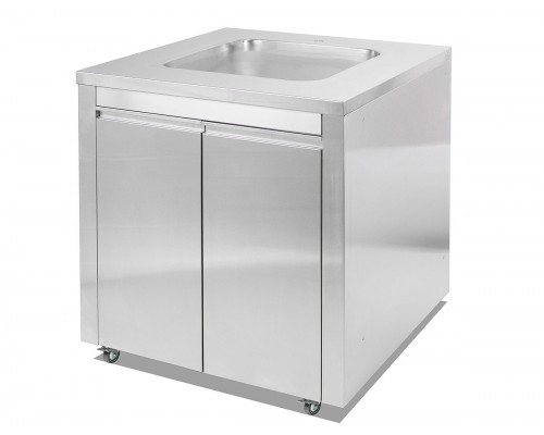Модуль с мойкой и двумя распашными дверками 80х82х90 см нержавеющая сталь GRILLI 777795