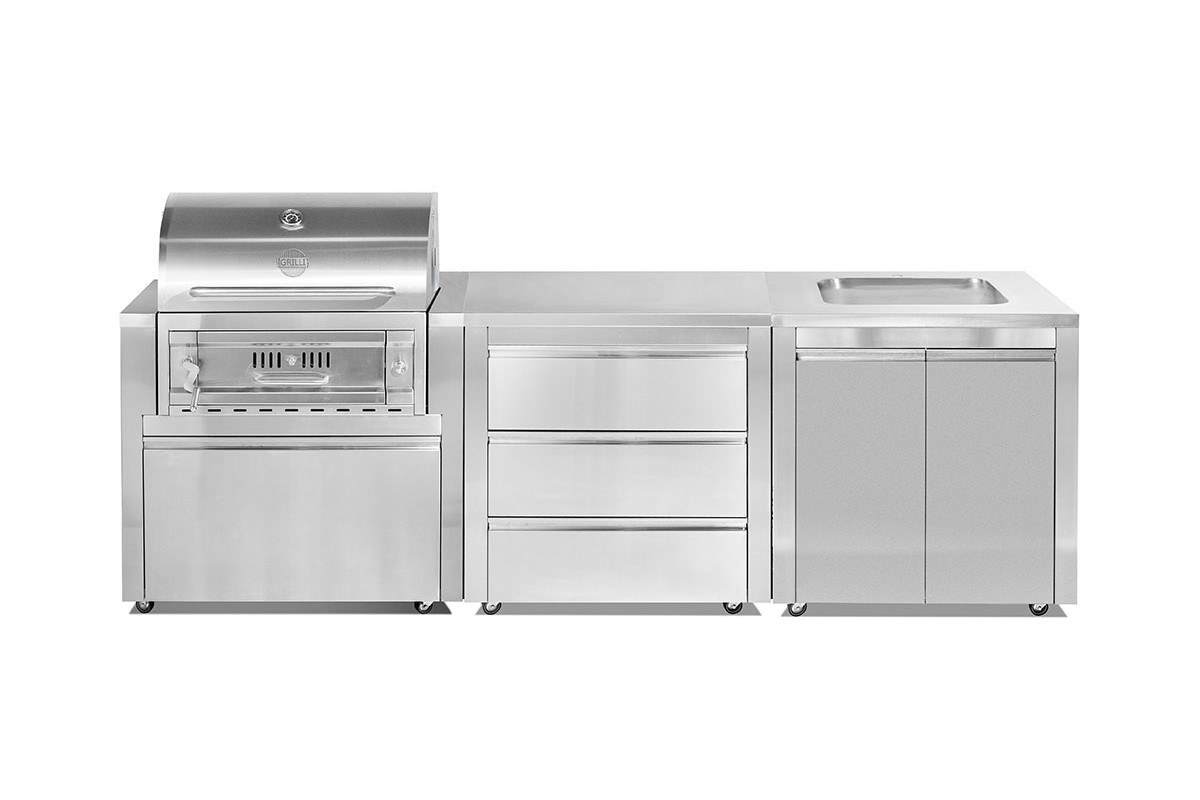 Модуль с тремя выдвижными ящиками 80х82х90 см нержавеющая сталь GRILLI 777796