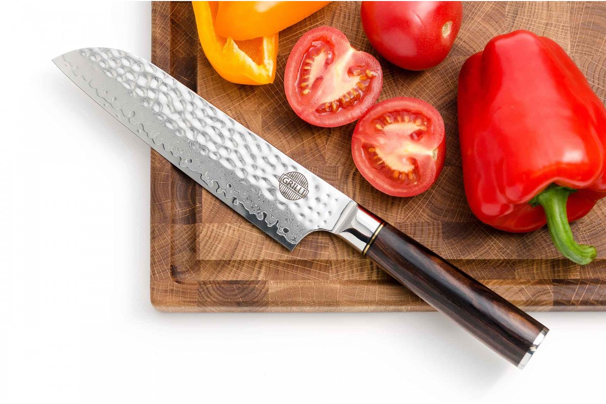 Професійний ніж із дамаської сталі Santoku 18 см GRILLI 88871