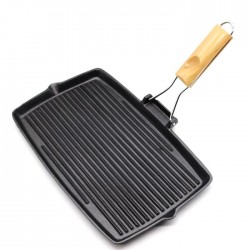Чугунная гриль-сковорода с ручкой 35х20 см GRILLI 777175