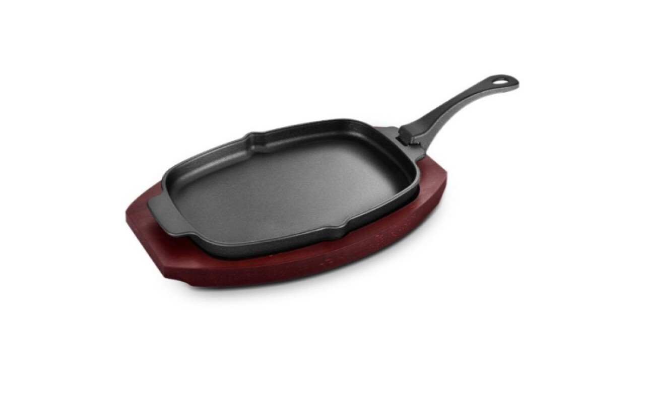 Чавунна сковорода зі знімною ручкою і підставкою 33,5х21 см GRILLI 777201