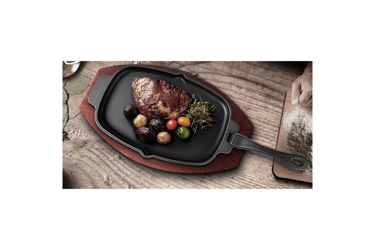 Чавунна сковорода зі знімною ручкою і підставкою 33,5х21 см GRILLI 777201