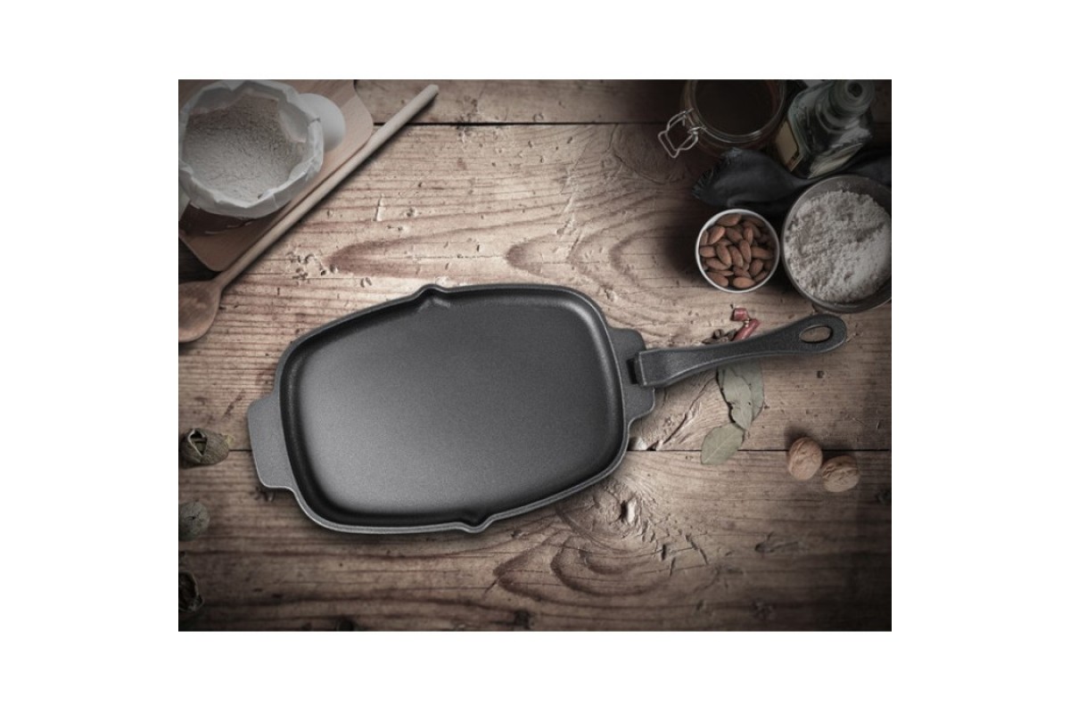 Чавунна сковорода зі знімною ручкою і підставкою 33,5х21 см GRILLI 777201