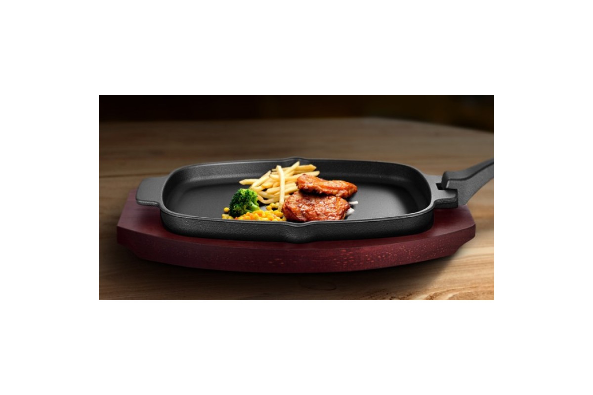 Чавунна сковорода зі знімною ручкою і підставкою 33,5х21 см GRILLI 777201