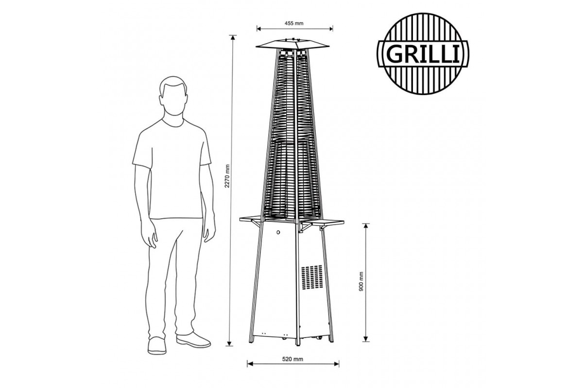 Газовый обогреватель Pyramid Black Rattan GRILLI 777418