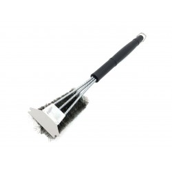 Щетка для гриля трехрядная 2в1 (щетка+скребок) GRILLI 777455