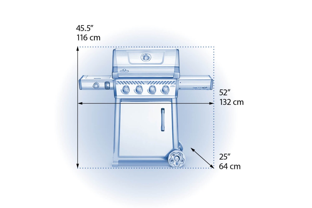 Газовий гриль Napoleon Freestyle 425 з бічним пальником Sizzle Zone та дверкою, графітовий F425DSIBPGT-RC