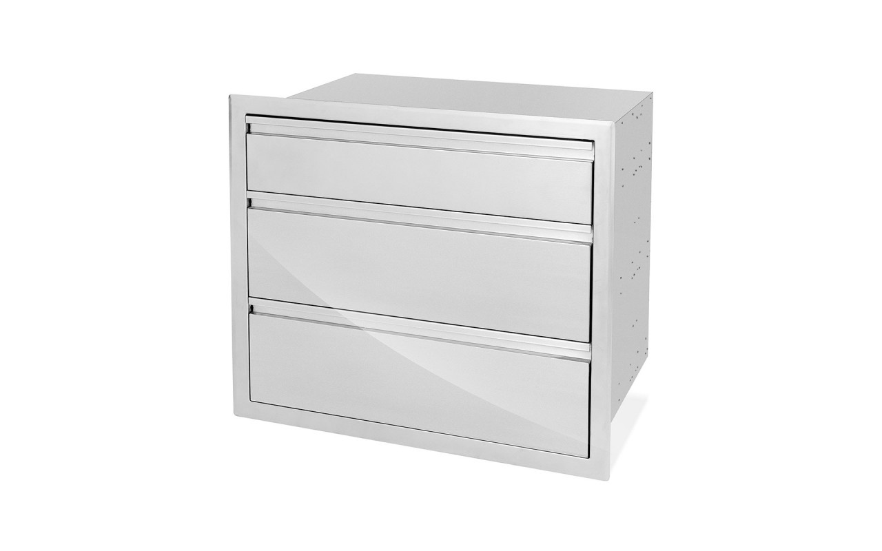 Встраиваемый модуль с тремя выдвижными ящиками 75,5х66,5х50 см нержавеющая сталь GRILLI 777798