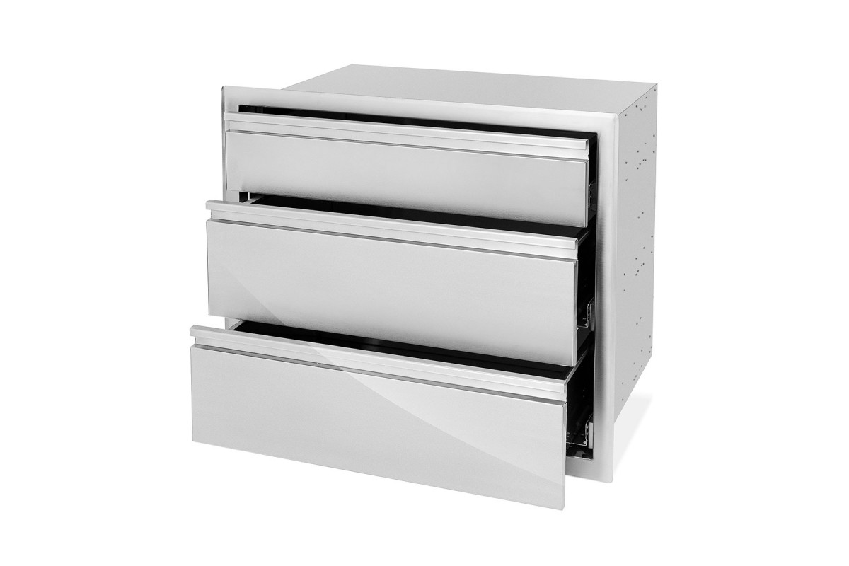 Встраиваемый модуль с тремя выдвижными ящиками 75,5х66,5х50 см нержавеющая сталь GRILLI 777798