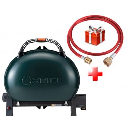 КОМПЛЕКТ Портативный переносной газовый гриль O-GRILL 500, зеленый + шланг в подарок!