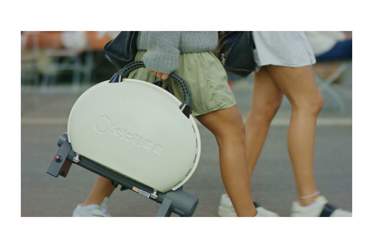 КОМПЛЕКТ Портативний переносний газовий гриль O-GRILL 500, кремовий + шланг в подарунок!