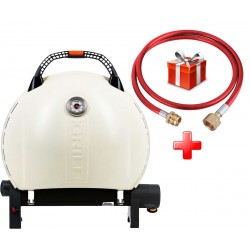 КОМПЛЕКТ Портативный переносной газовый гриль O-GRILL 900, кремовый + шланг в подарок!
