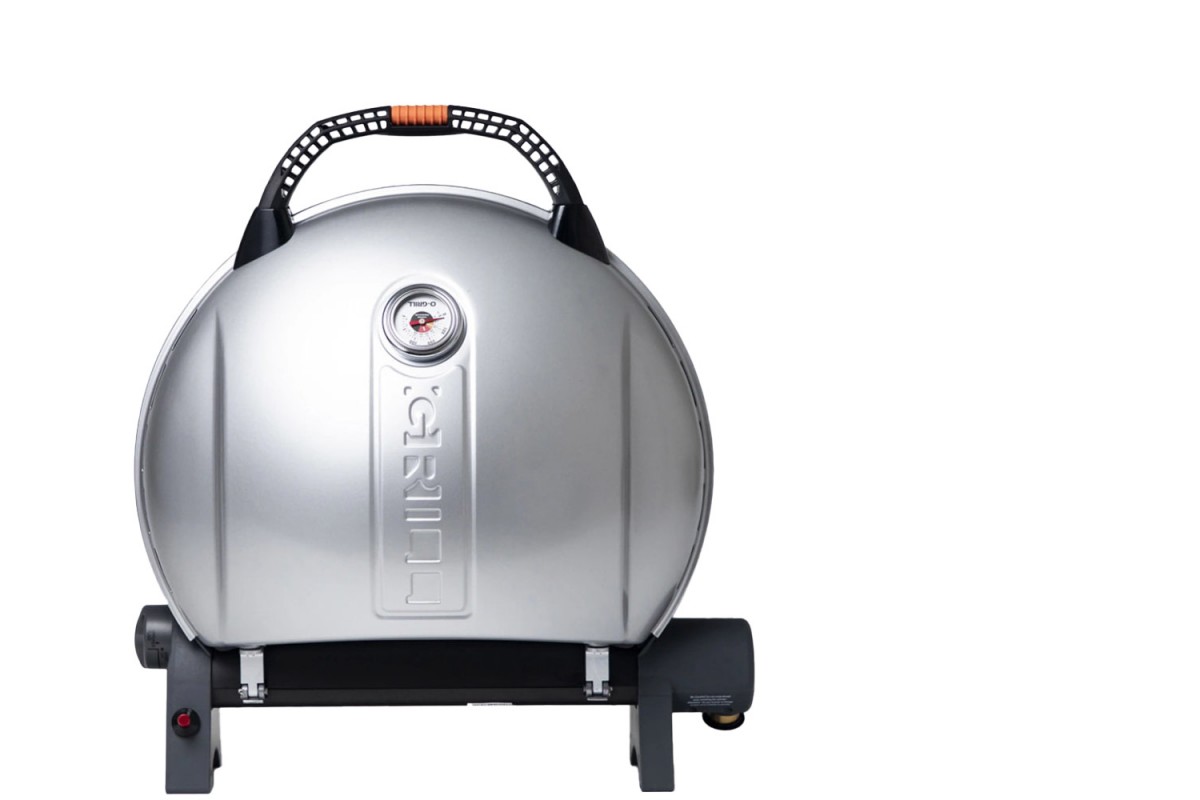 КОМПЛЕКТ Портативный переносной газовый гриль O-GRILL 900, серебро + шланг в подарок!