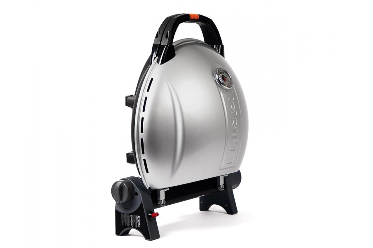 КОМПЛЕКТ Портативный переносной газовый гриль O-GRILL 900, серебро + шланг в подарок!