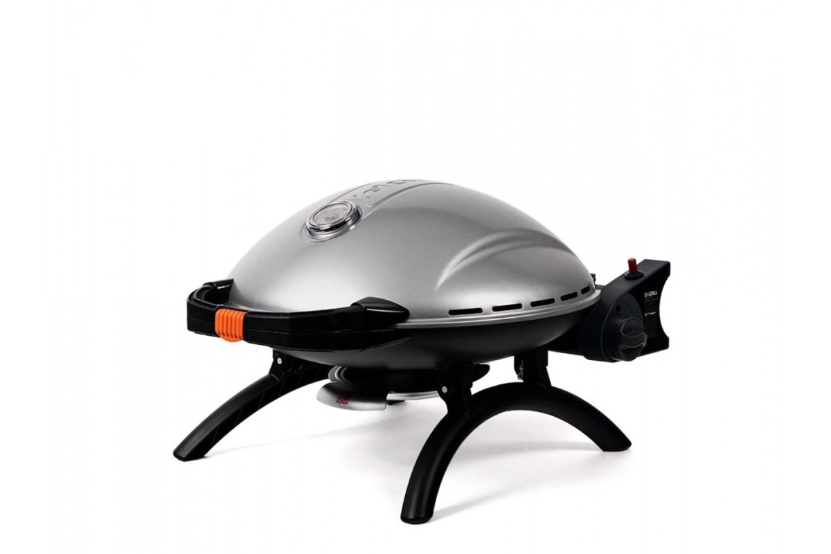 КОМПЛЕКТ Портативный переносной газовый гриль O-GRILL 900, серебро + шланг в подарок!