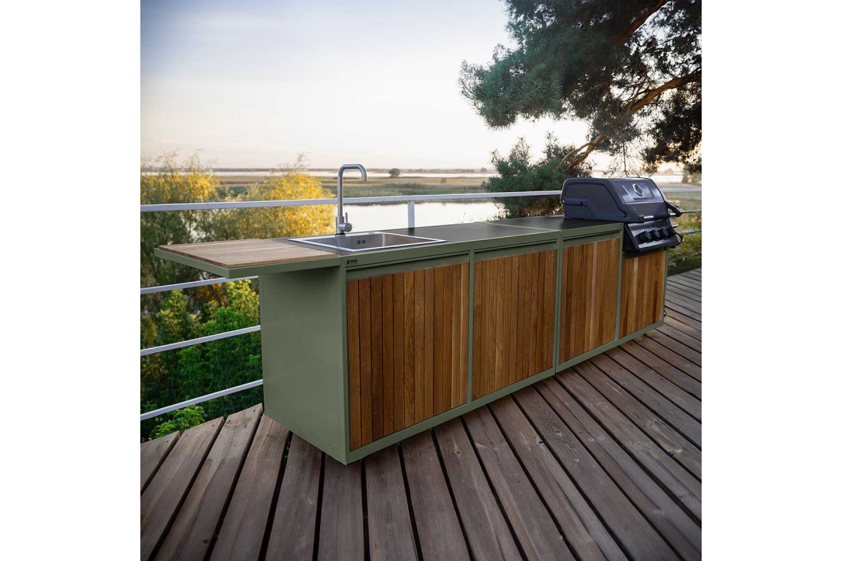 Модульна вулична кухня OXA Air Wood Green Onyx на 4 модуля OXA-AIR-W-4-Green