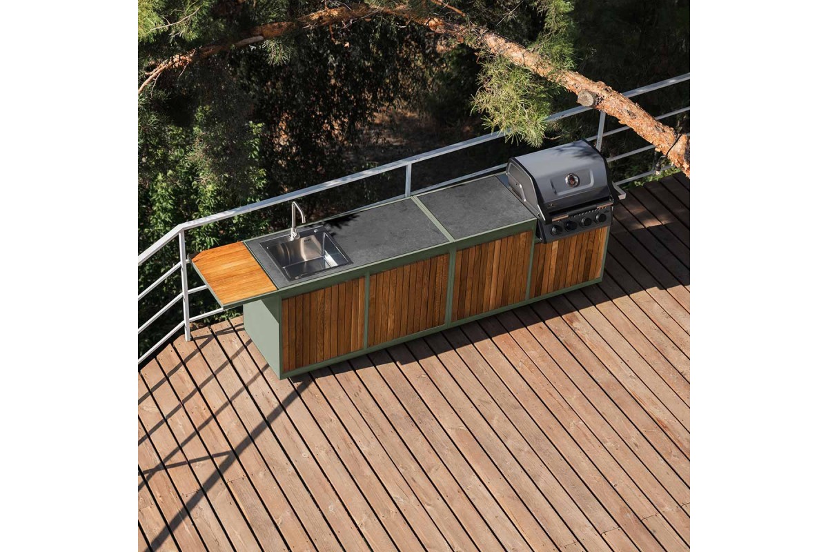Модульна вулична кухня OXA Air Wood Green Onyx на 4 модуля OXA-AIR-W-4-Green