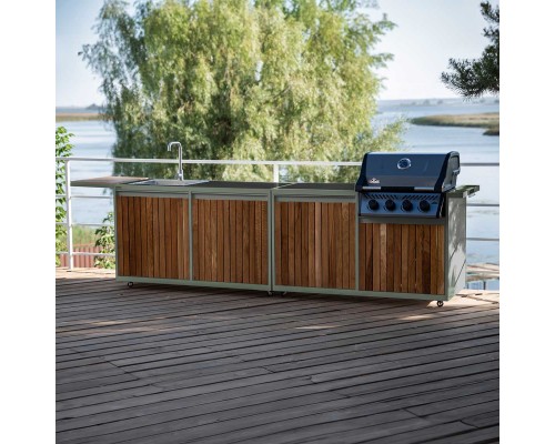 Модульная уличная кухня OXA Air Wood Green Onyx на 4 модуля OXA-AIR-W-4-Green