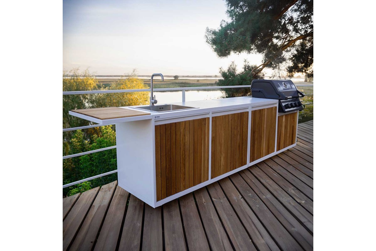 Модульна вулична кухня OXA Air Wood White Opal на 4 модуля OXA-AIR-W-4-White