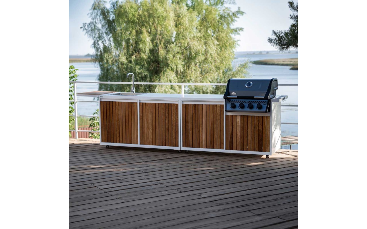 Модульна вулична кухня OXA Air Wood White Opal на 4 модуля OXA-AIR-W-4-White