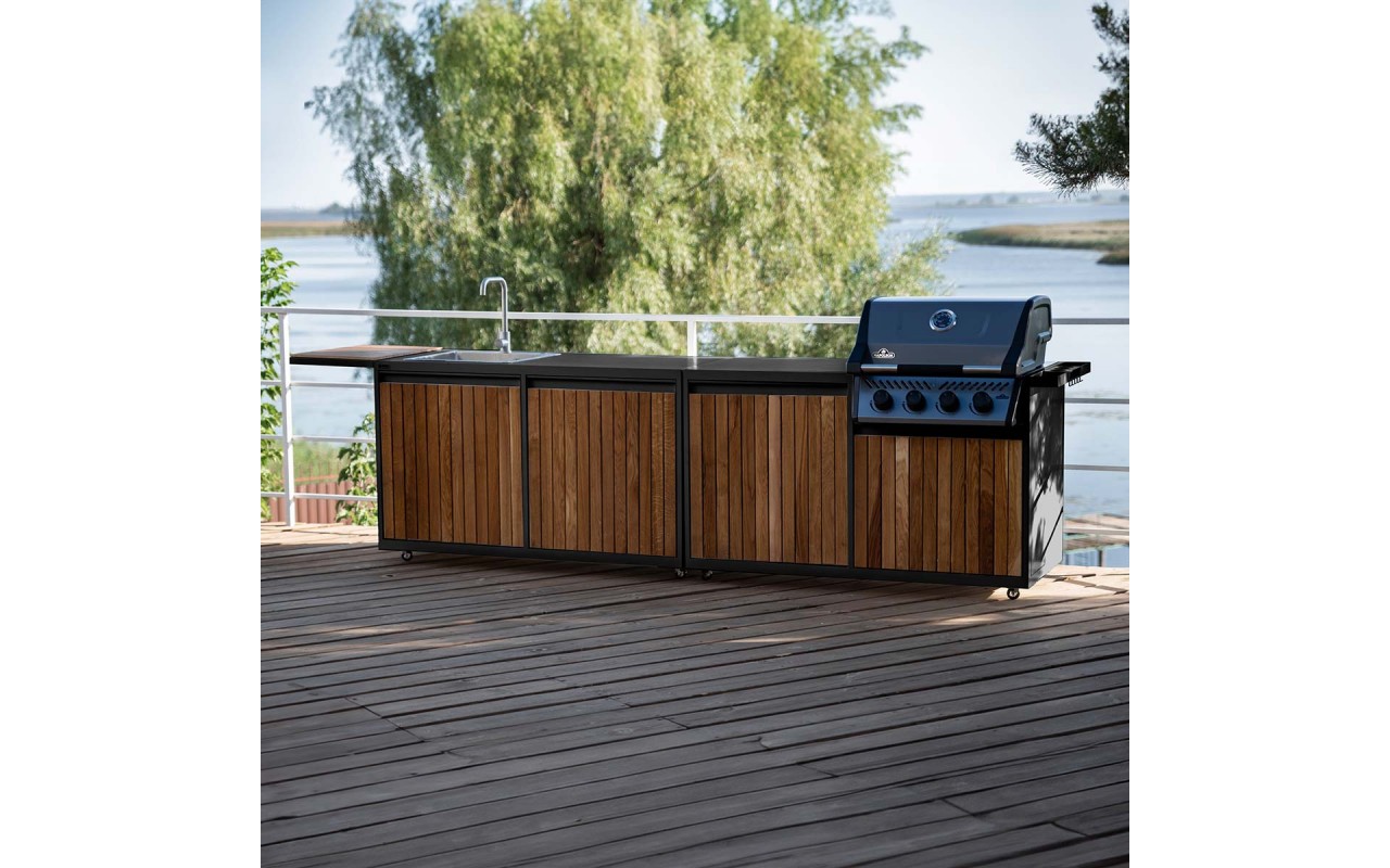 Модульна вулична кухня OXA Air Wood Black Anthracite на 4 модуля OXA-AIR-W-4-Black