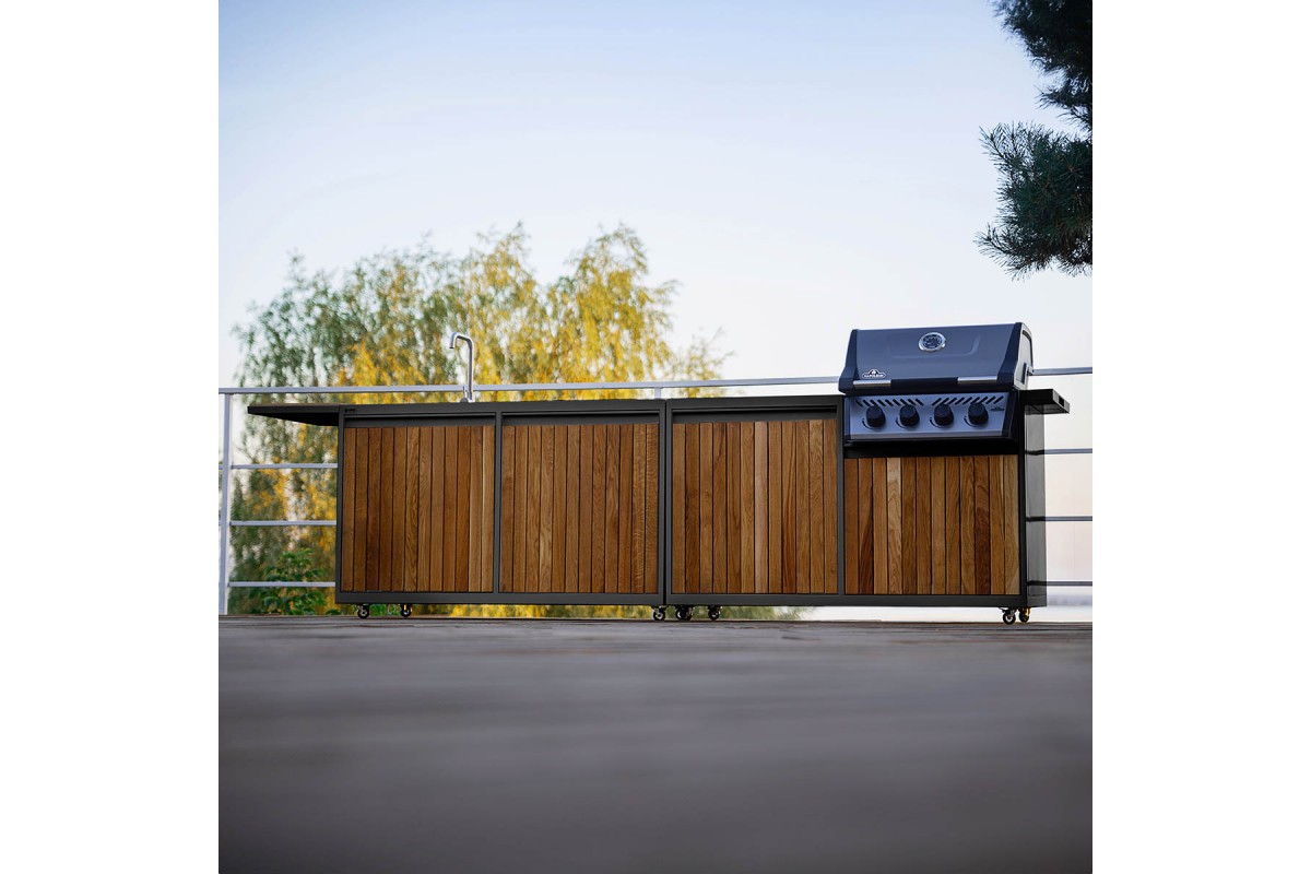 Модульна вулична кухня OXA Air Wood Black Anthracite на 4 модуля OXA-AIR-W-4-Black