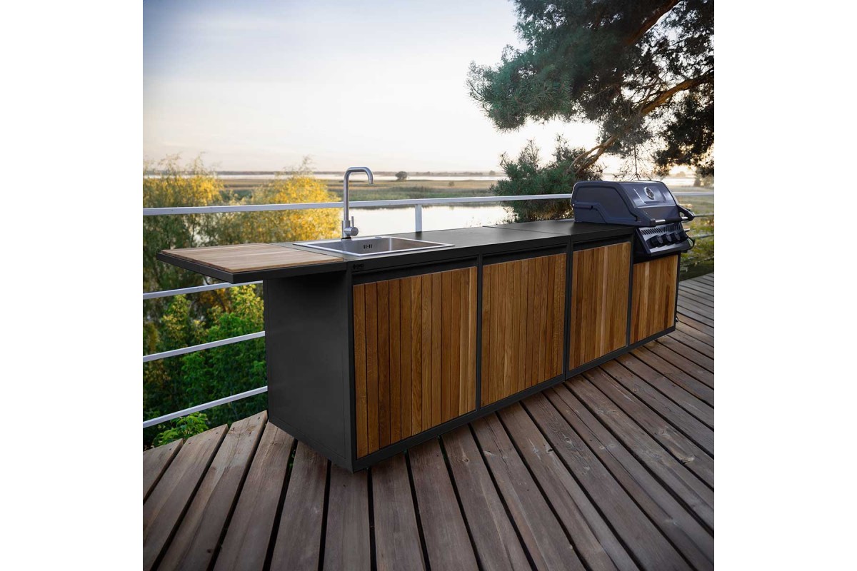 Модульна вулична кухня OXA Air Wood Black Anthracite на 4 модуля OXA-AIR-W-4-Black