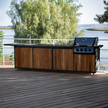 Модульна вулична кухня OXA Air Wood Black Anthracite на 4 модуля OXA-AIR-W-4-Black