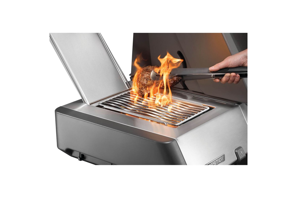 Газовий гриль Napoleon Prestige P 500 з бічною конфоркою Sizzle Zone та вертілем (69212) нерж сталь P500VRSIBPSS