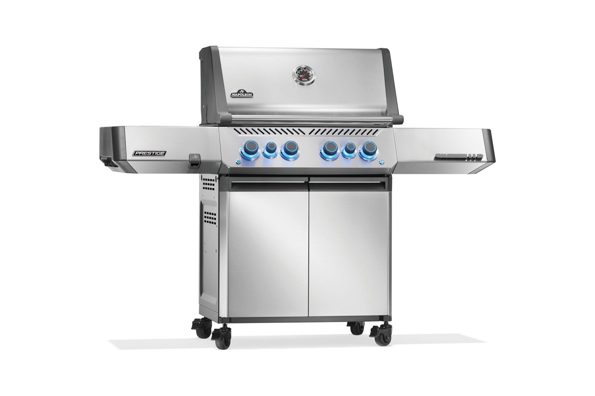 Газовий гриль Napoleon Prestige P 500 з бічною конфоркою Sizzle Zone та вертілем (69212) нерж сталь P500VRSIBPSS
