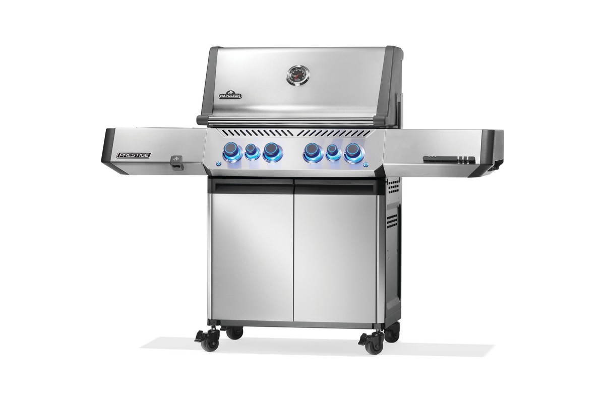 Газовий гриль Napoleon Prestige P 500 з бічною конфоркою Sizzle Zone та вертілем (69212) нерж сталь P500VRSIBPSS