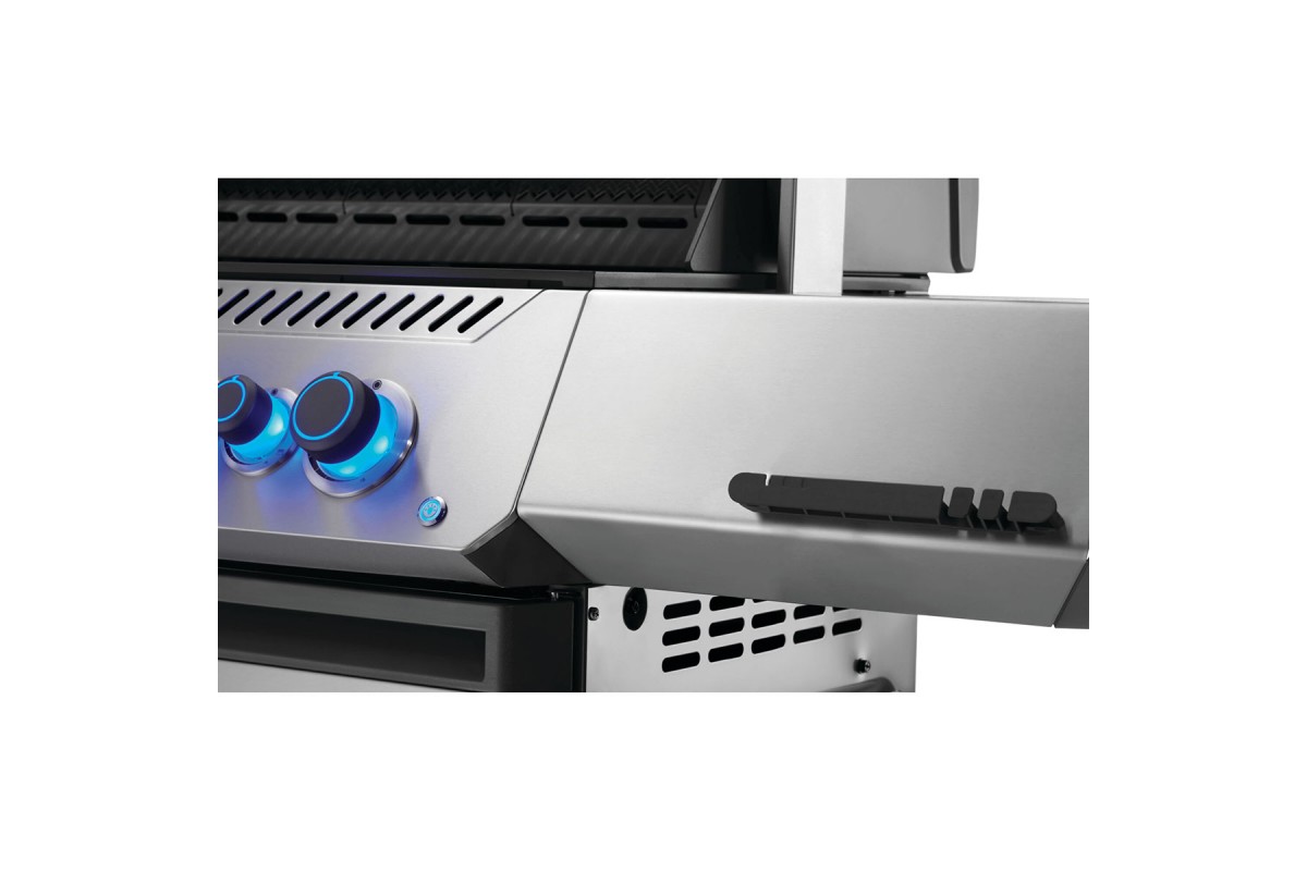 Газовий гриль Napoleon Prestige P 500 з бічною конфоркою Sizzle Zone та вертілем (69212) нерж сталь P500VRSIBPSS