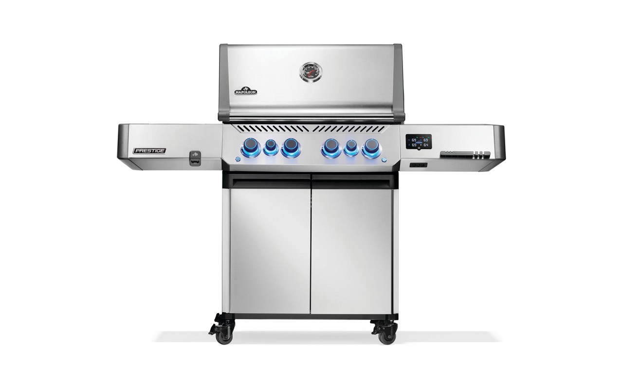 Газовий гриль Napoleon Prestige P 500 Connected з бічною конфоркою Sizzle Zone та вертілем (69212) нерж сталь P500VXRSIBPSS