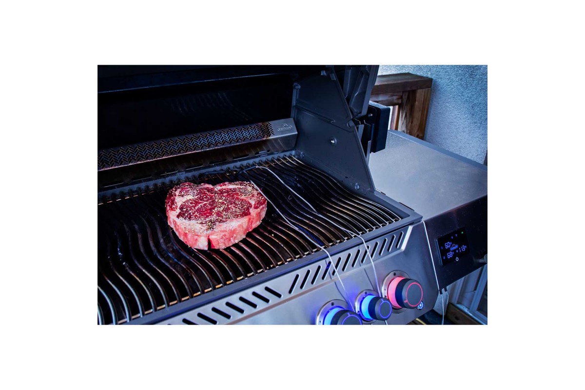Газовий гриль Napoleon Prestige P 500 Connected з бічною конфоркою Sizzle Zone та вертілем (69212) нерж сталь P500VXRSIBPSS