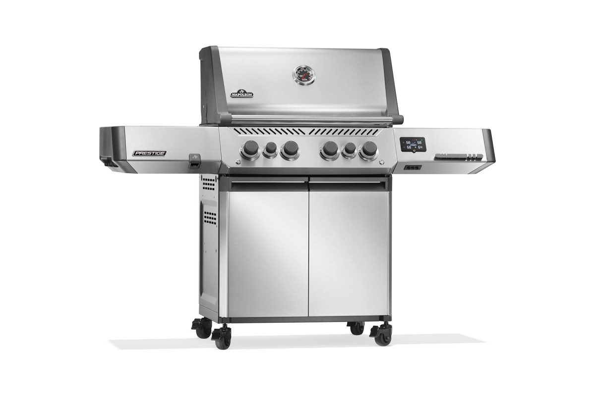 Газовий гриль Napoleon Prestige P 500 Connected з бічною конфоркою Sizzle Zone та вертілем (69212) нерж сталь P500VXRSIBPSS