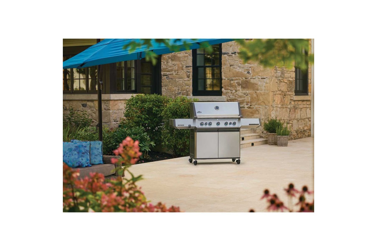 Газовий гриль Napoleon Prestige P 650 з бічною конфоркою Sizzle Zone та вертілем (69632) нерж сталь P665VRSIBPSS
