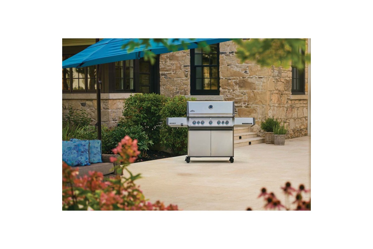 Газовий гриль Napoleon Prestige P 650 з бічною конфоркою Sizzle Zone та вертілем (69632) нерж сталь P665VRSIBPSS