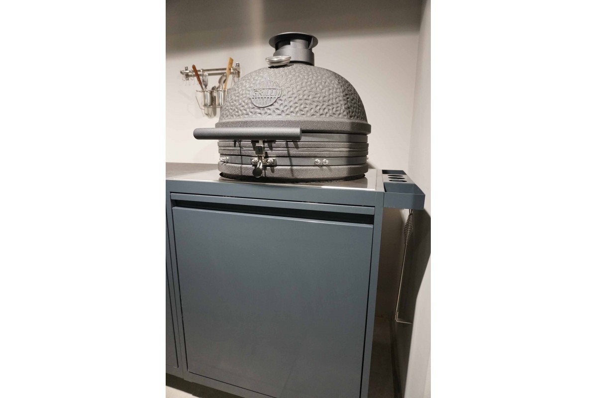 Уличная кухня-барбекю с газовым грилем Kapitan, угольным грилем Kamado L и мойкой GRILLI 777958