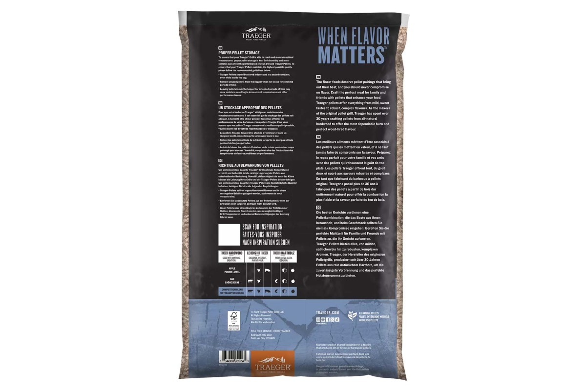 Пеллеты для гриля фирменная смесь Competition Blend 9кг 20л Traeger PEL417