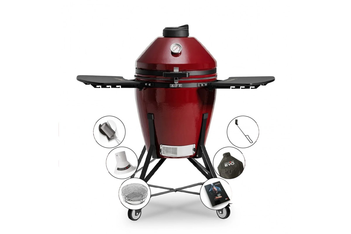 Керамический угольный гриль Kamado Bono EVO Media Royal Red Ø 56 см EVO22RR