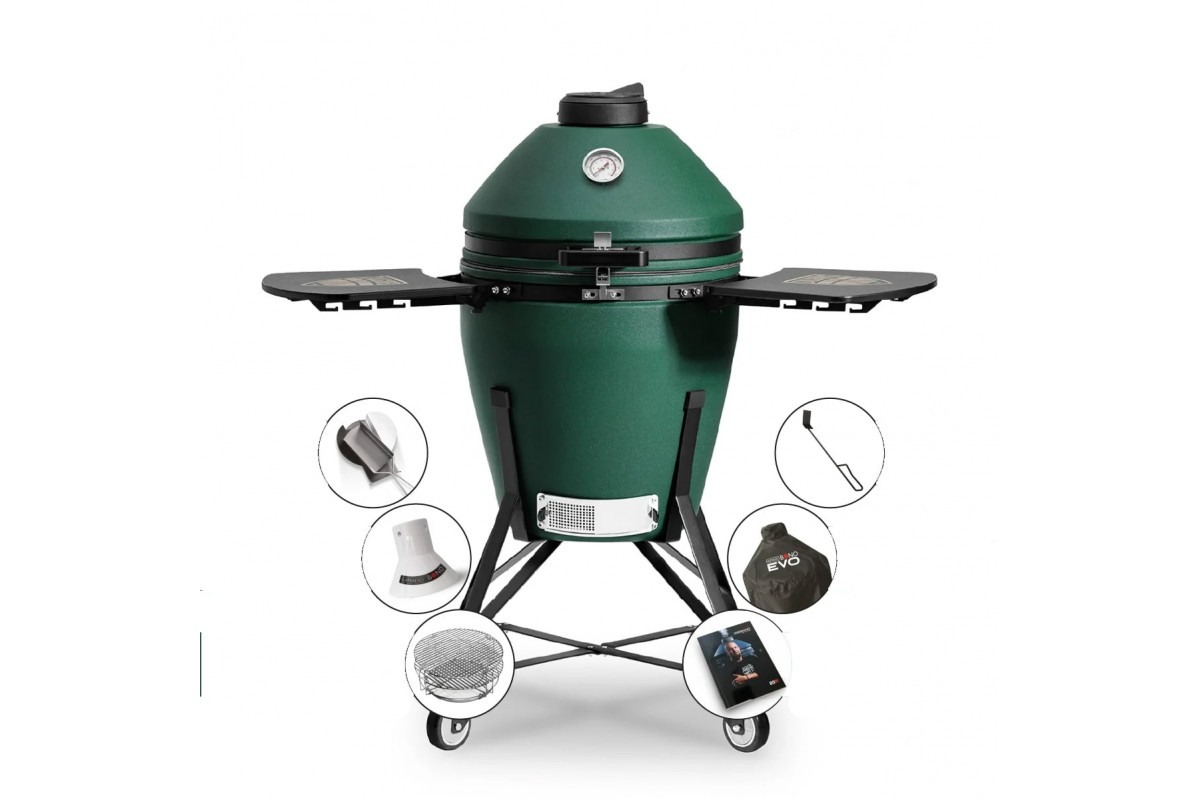 Керамический угольный гриль Kamado Bono EVO Zalgiris Victory Green Matte Ø 56 cм EVO21MG