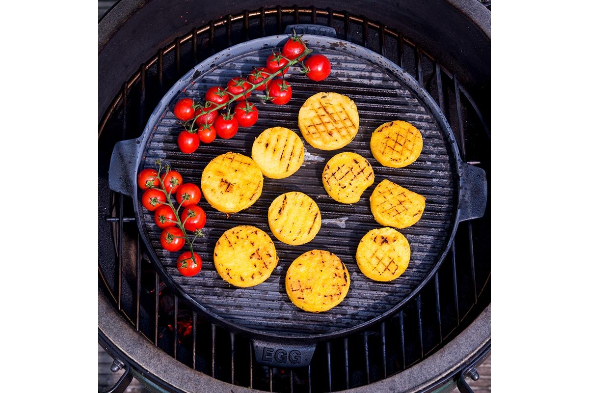 Плита, планча, сковорідка із чувуну кругла, двостороння для грилів Big Green Egg 2XL-L,35см 117656/127860