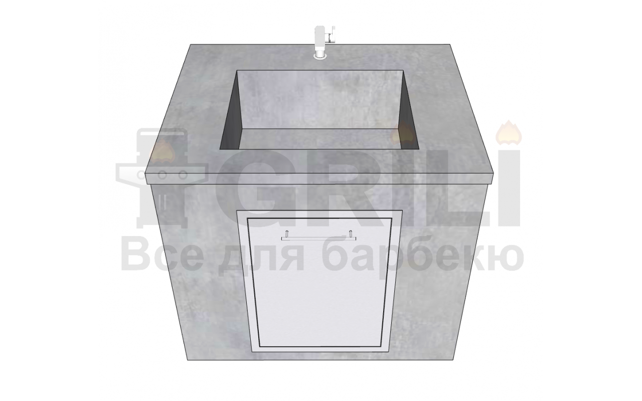 Мойка из бетона одинарная с выдвижным ящиком