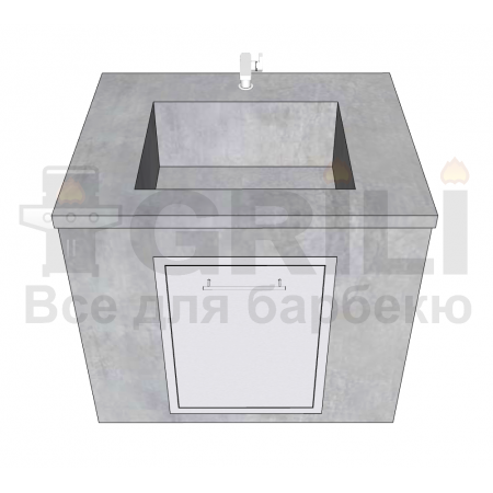 Мойка из бетона одинарная с выдвижным ящиком