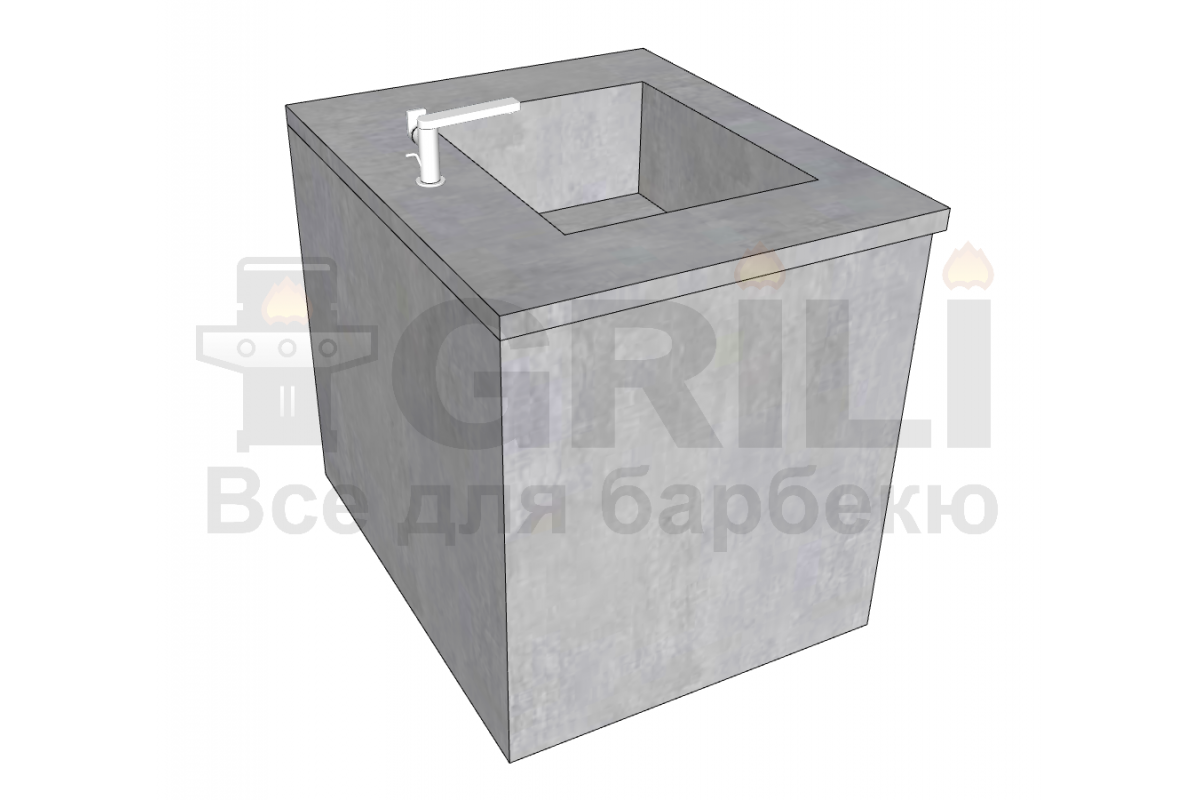 Мойка из бетона одинарная с выдвижным ящиком
