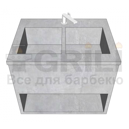 Мойка из бетона двойная с полкой открытого типа