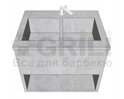 Мойка из бетона двойная с полкой открытого типа