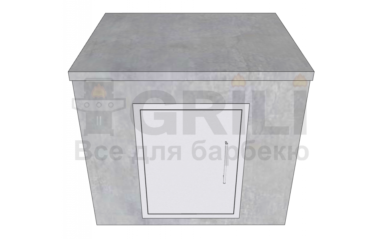 Бетонный кухонный модуль с дверцей из нержавейки